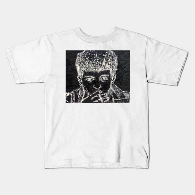 IAN CURTIS acrylic portrait Kids T-Shirt by lautir